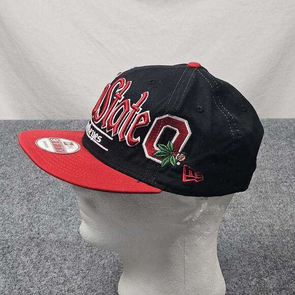 Ohio State Buckeyes New Era 9Fifty Snapback Hat Black Red Script Logo - Picture 2 of 6